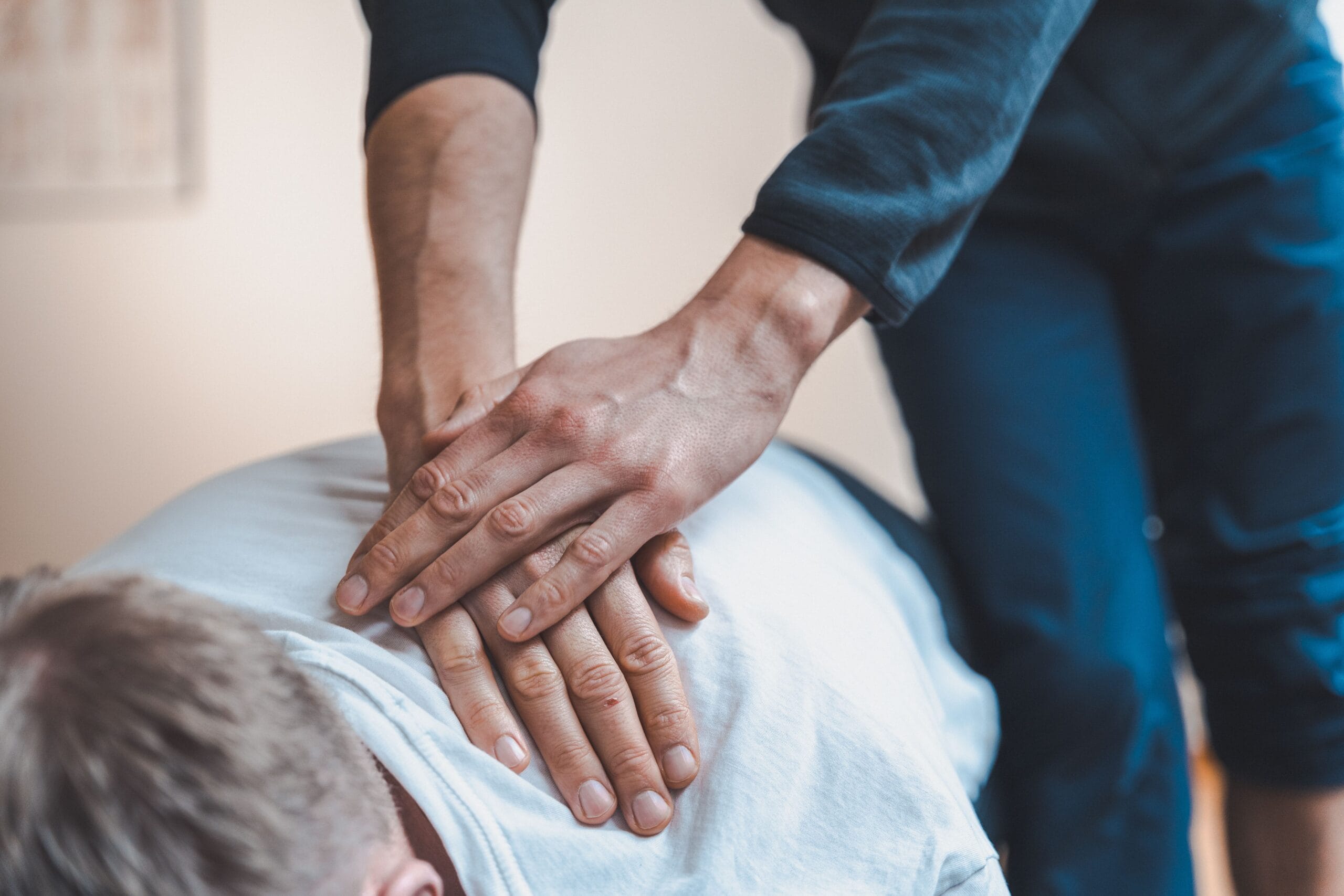 Closeup of massage and stretching